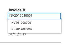 ช่อง Invoice # มี dropdown เกิดขึ้น