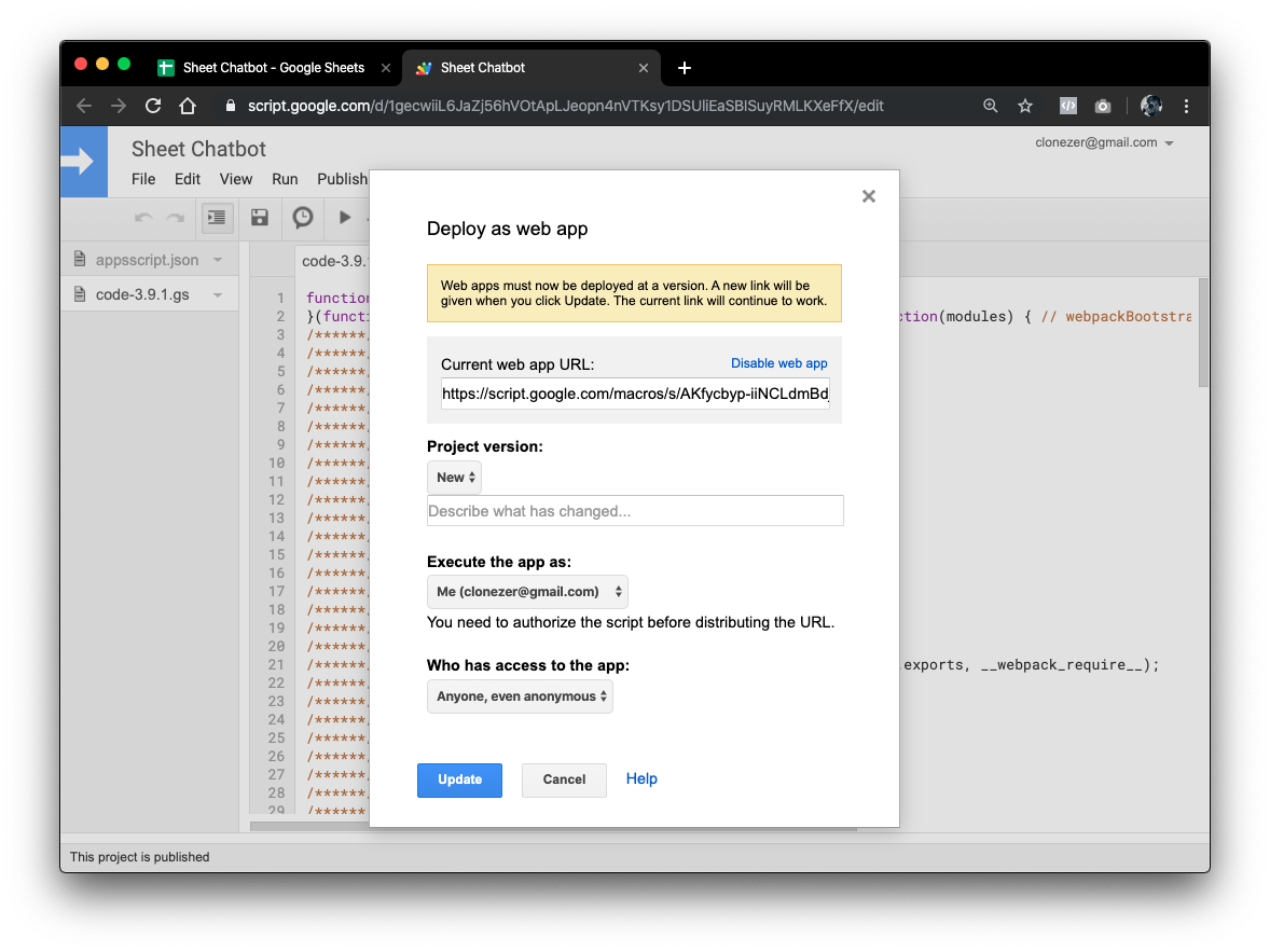 copy webapp url