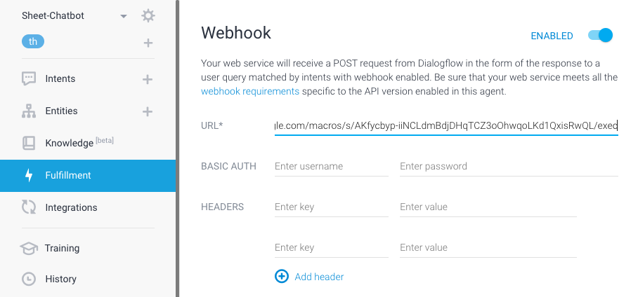 วาง Url ลงใน Webhook